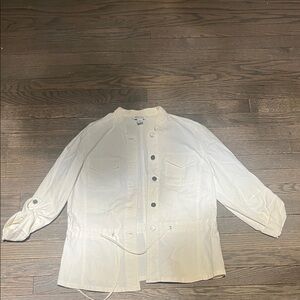 White House Black Market Women's White Button-Down Shirt